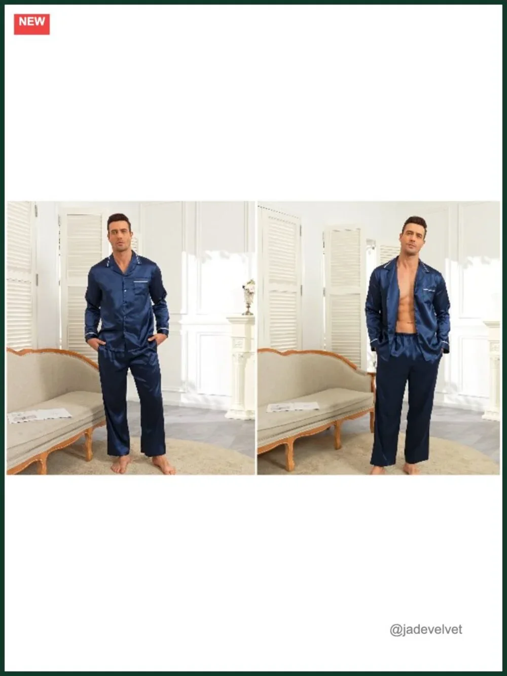 Silk Satin Pajama Set 2 Piece Loungewear Long Sleeve Button-Down Sleepwear with